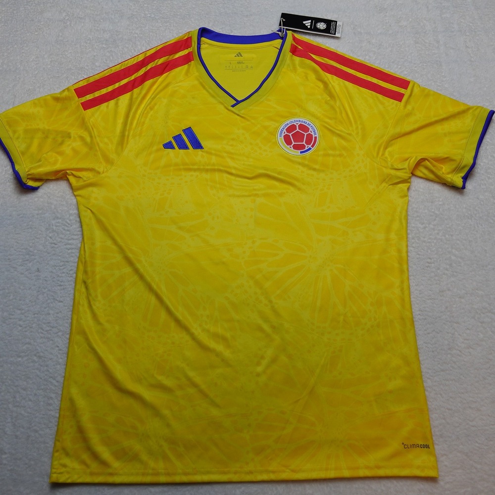 Adidas Soccer Jersey Mens L Yellow Colombia Home FCF JL6972 210 ClimaCool